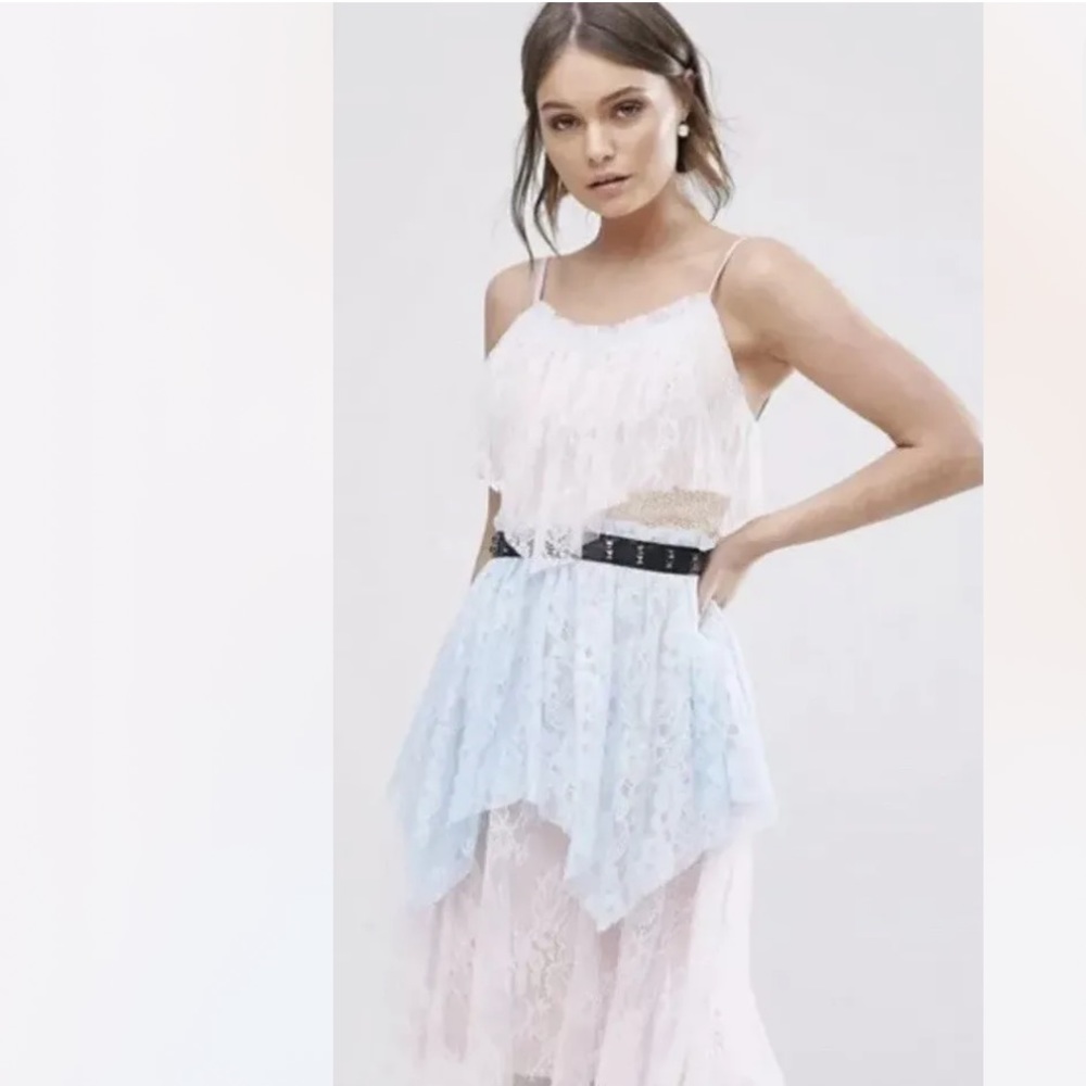 TRUE DECADENCE 80’s 90’s Style Lace Tiered MIDI Dress 4 6 ASOS